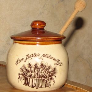 3 piece Honey Pot Set by Stone Ware 1977 ENESCO